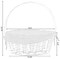 White Round Willow Gift Basket, with Gingham Liner and Handle
